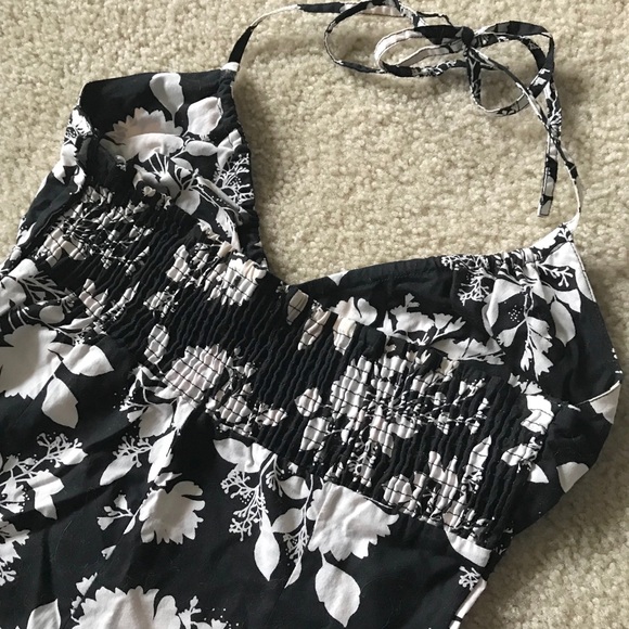 H&M Black and White Floral Halter Sundress Size 4 - Picture 4 of 5